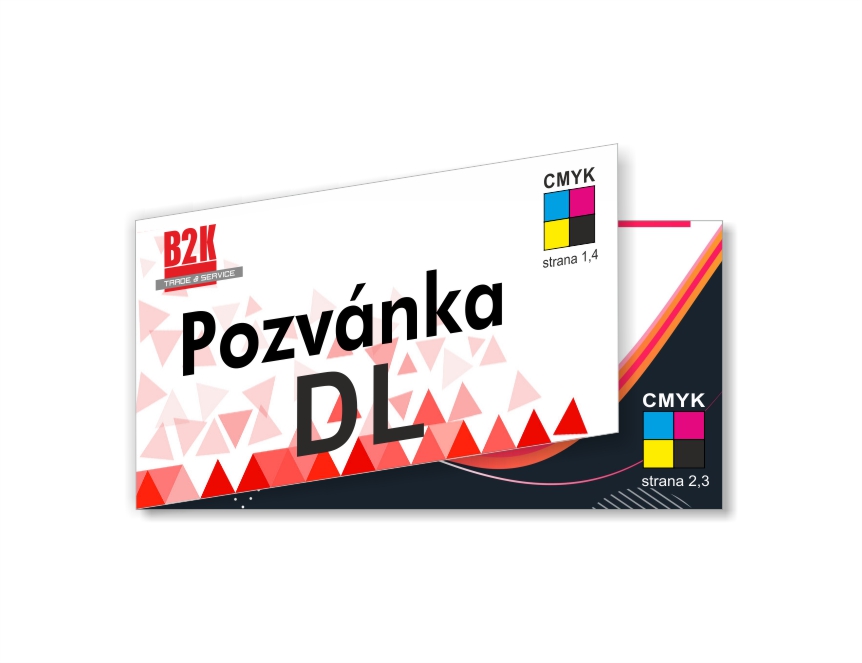 Pozvánky složené na DL - 4/4 oboustranné barevné