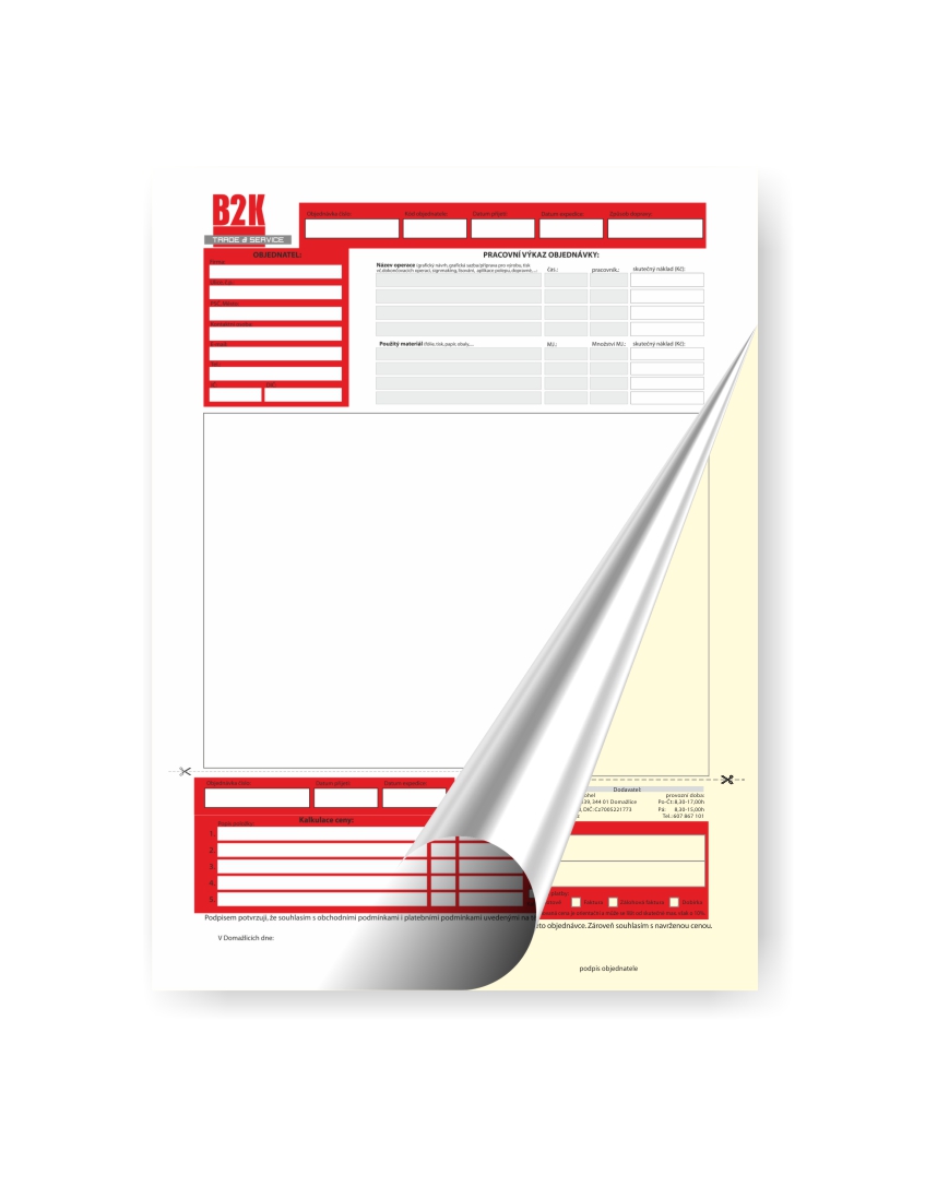 Propisovací formulář Orig.+1 kopie - 2/0, dvoubarevný tisk